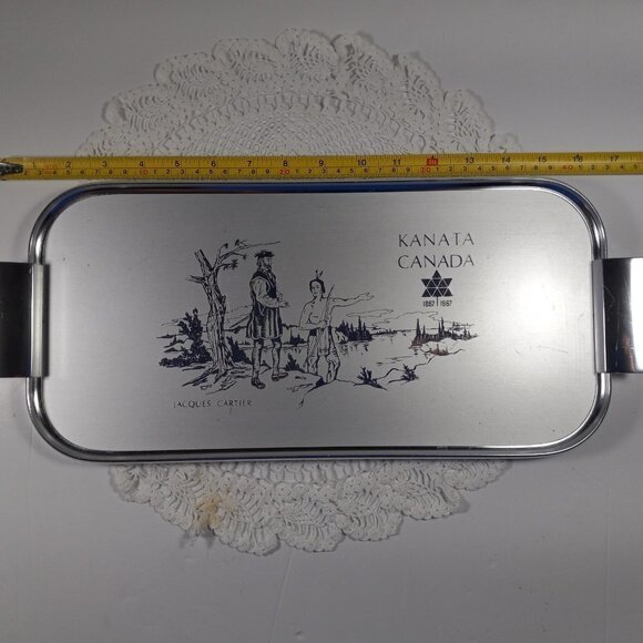 Canada Centennial Tray / Plaque Jacques Cartier Kanata Hochelaga Aluminium - Picture 7 of 9